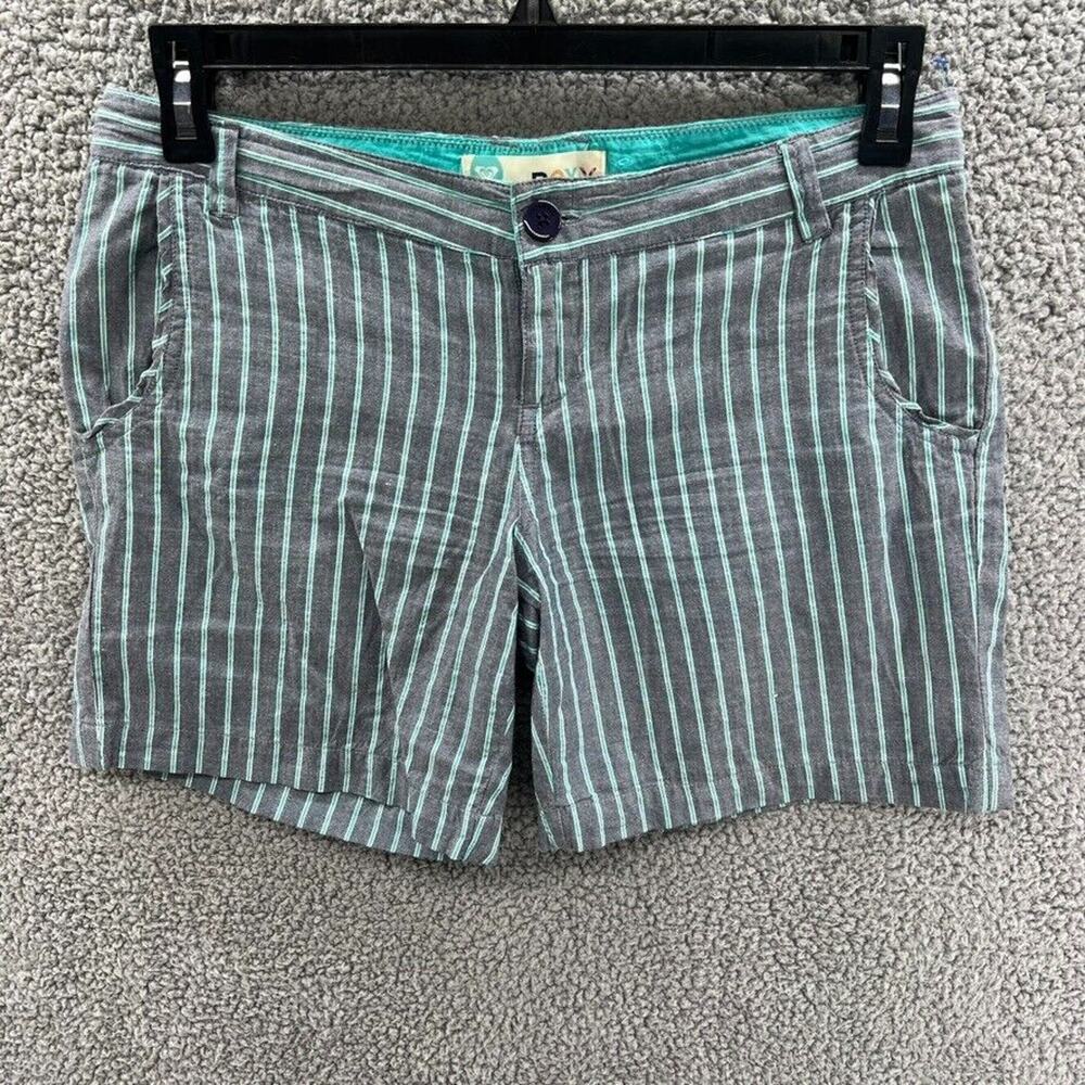 Roxy Shorts Flat Front Striped 4 Pocket Cotton Chinos Size 5